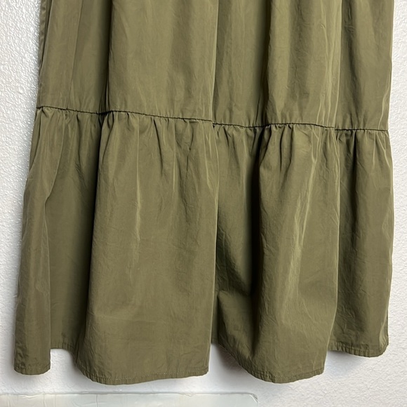 Madewell Button Front Cotton Poplin Tiered Dress Olive Green Size XSmall - Picture 10 of 10